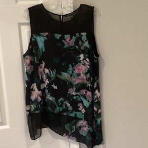 Zac & Rachel Black Floral Sleeveless Top